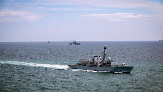 HMS Westminster shadows Russian warship through the English Channel