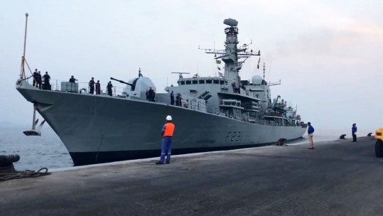 HMS Argyll Royal Navy Type 23 Frigate Bahrain Screengrab Forces Radio BFBS Footage Chris Keen
