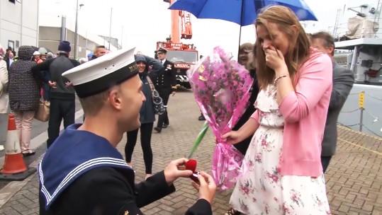 A Surprise Proposal at HMS Somerset's Homecoming A Surprise Proposal at HMS Somerset's Homecoming