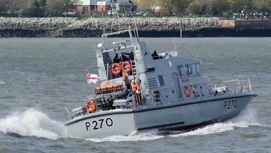 Royal Navy&#039;s HMS Biter Patrols River Mersey