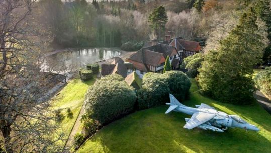 Hampshire home goes on market with Harrier jet in garden (Picture: Savills).