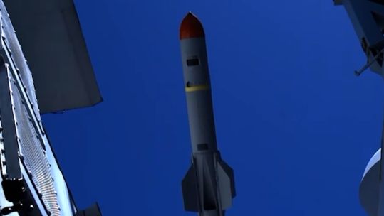 Harpoon missile fired from ship 150223 CREDIT MOD