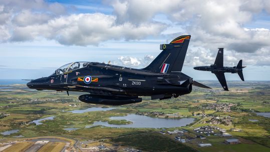 These Hawk T2 aircraft belong to 4 Squadron based at RAF Valley