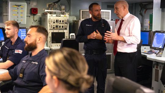 John Healey thanked HMS Diamond's crew during his visit to Portsmouth naval base