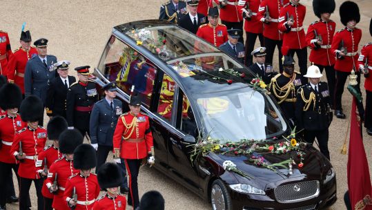 The funeral procession makes its way down the Long Walk towards Windsor Castle