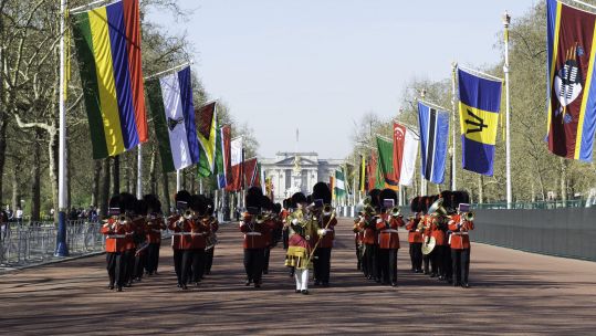 Her Majesty The Queen welcomes the Commonwealth Heads of Government to Buckingham Palace for the formal opening of the summit