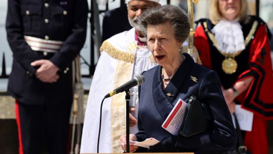 Her Royal Highness Anne, Princess Royal speaking at the Battle of Atlantic 80th anniversary in Liverpool 26052023 CREDIT MOD