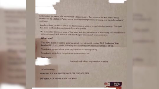 The hoax letter was also 'signed' by the Head of the Army General Sir Patrick Sanders on behalf of King Charles.