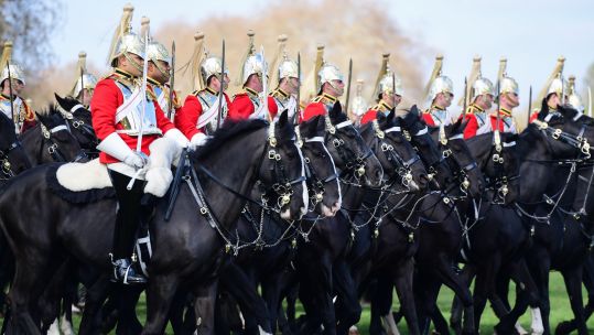 Household Cavalry Mounted Regiment on parade for the Major General's Inspection in Hyde Park