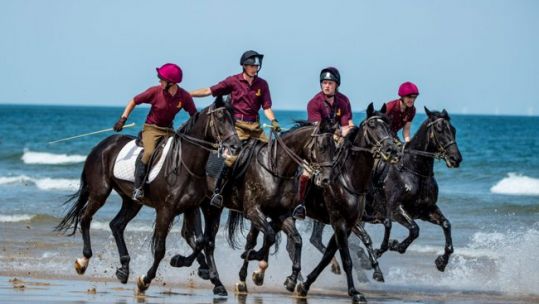 Household Cavalry on the beach in Norfolk 050719 Credit MOD