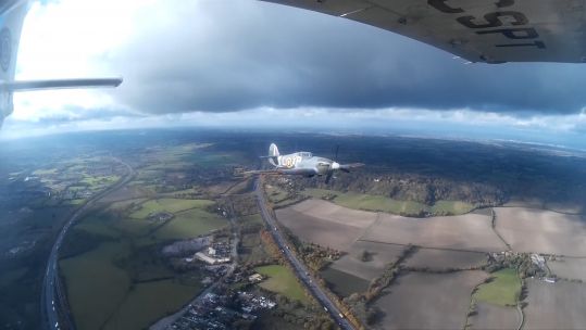 Hurricane In Flight Eugenie Brooks Wartime Hurricane pilot has flown in his aircraft to commemorate the 80th anniversary of the Battle of Britain 26102020 CREDIT BIGGIN HILL HERITAGE HANGAR