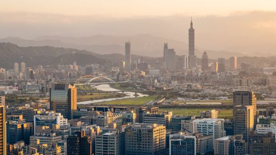 Skyline of Taipei in Taiwan at dusk (Picture: Jui-Chi Chan/Alamy Stock Photo).
