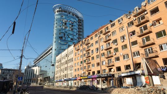 Residential buildings damaged in Kyiv after Russian shelling attack