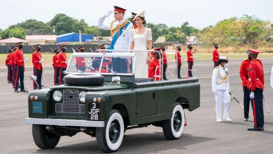 Duke and Duchess of Cambridge in Kingston, Jamaica, at commissioning parade for Caribbean Military Academy's Officer Training Programme