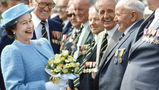 Queen Elizabeth II meeting war veterans at Stirling Castle, Scotland (Picture: Trinity Mirror/Mirrorpix/Alamy Stock Photo).