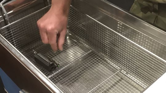 Ultrasonic Cleaning Bath. Credit: Sgt Dan Birks