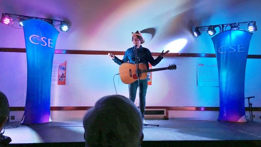 Comedian Christian Reilly performing at Stoll Veterans Comedy Night