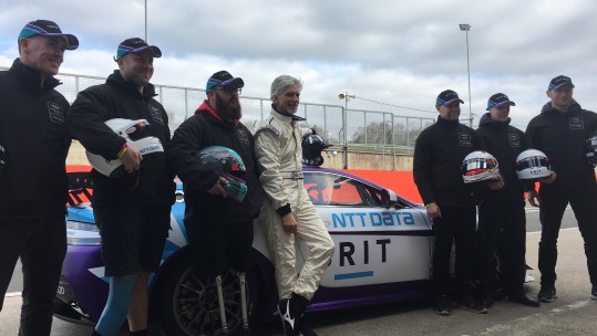 Formula One champion Damon Hill at media event for Team BRIT