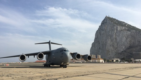 C-17 at RAF Gibralatar with Rock