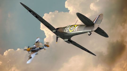 Spitfire and Messerschmitt Bf109 illustration