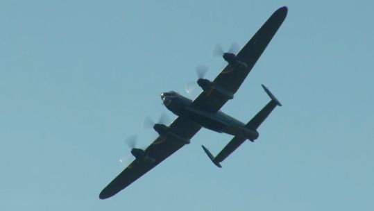 Iconic Lancaster Bomber flypast pays a special tribute to those involved in Operation Market Garden 21092024 CREDIT BFBS