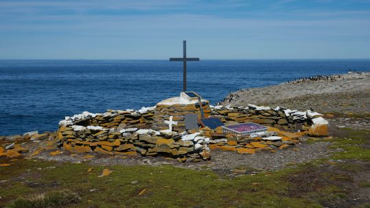 Memorial to HMS Sheffield on Sea Lion Island, Falkland Islands