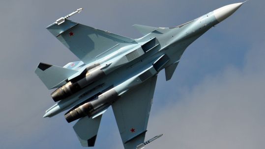 A Russian Air Force Sukhoi SU-30 fighter aircraft (Picture: Robbie Shaw/Alamy Stock Photo).