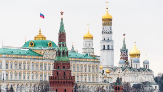 Moscow Kremlin as seen from Bolshoy Kamenny Most, Moscow, Russia