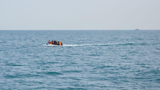 Image ID 2CGH4BC Migrant boat spotted in the English Channel on a day multiple boats attempted the crossing (Picture: Alamy)