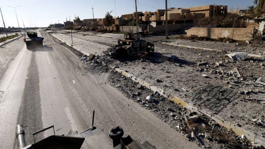 Image ID 2E6HB3P A military vehicle of the Iraqi security forces is driven in the streets of Ramadi, 2016 12042016 CREDIT REUTERS,Alamy Stock Photo