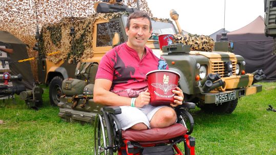 Image ID 2GE53T3 Ben Parkinson MBE at The Yorkshire Wartime Experience at Hunsworth, West Yorkshire on 14 August 2021 CREDIT Yorkshire Pics Alamy Stock Photo EXP 16.03.24