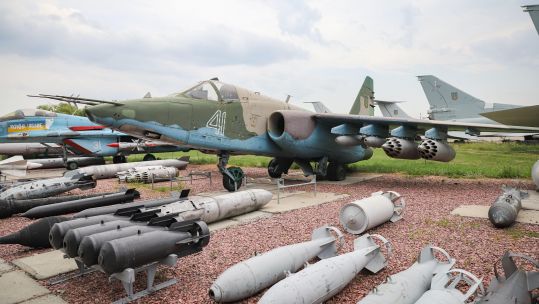 Image ID 2HD3TJC Ukrainian Air Force Sukhoi Su-25 Grach displayed at Oleg Antonov State Aviation Museum 01082021 CREDIT Alamy Stock Photo.jpg
