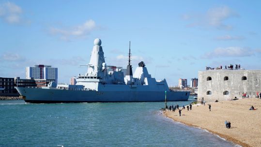 HMS Diamond leaves Portsmouth