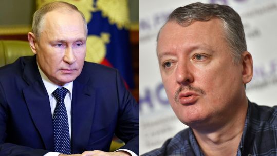 Image ID 2K5XRFR Putin, left, Image ID 2HTGANJ Igor Strelkov Girkin, right CREDIT UPI, SIPA USA, Alamy EXP 04112023