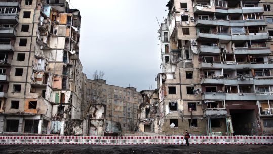 Image ID 2M9J4D0 building destroyed by a Russian missile strike in the city of Dnipro 18012023 CREDIT SOPA,Alamy Stock Photo.jpg