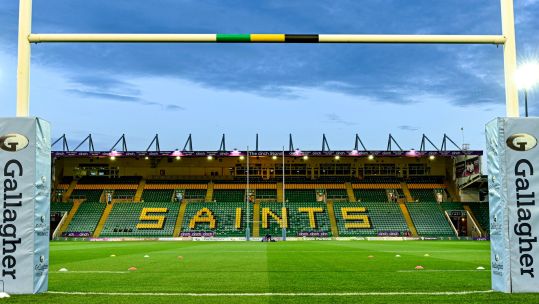 Looking through the posts at one of the stands at Franklins Gardens in Northampton (Picture: Action Plus Sports/Alamy Live News)