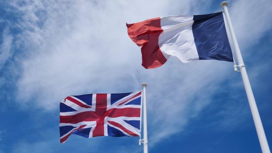 Image ID P2T34N french union jack flags EXP 041123 CREDIT Alamy.jpg 