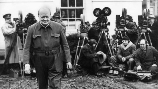 Image ID 2M3R7TK Prime Minister Winston Churchill pictured in his siren suit at the White House, Washington, in January 1942 NO REUSE CREDIT Chronicle Alamy Stock Photo