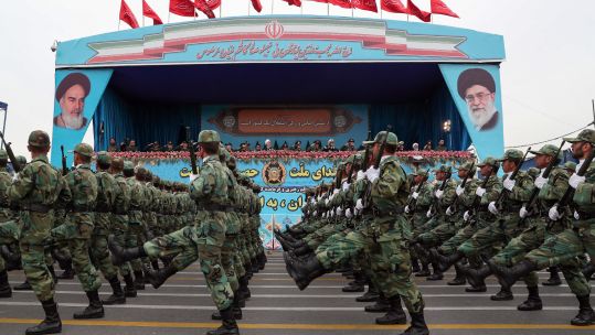 Iranian military during parade in Tehran