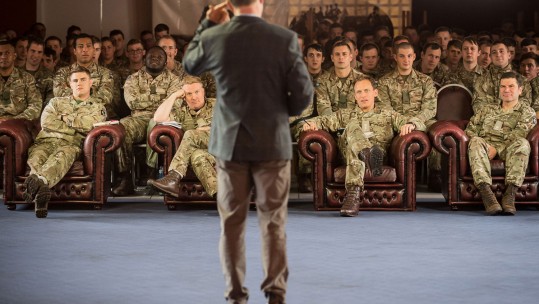 Boxing legend Steve Collins visiting British troops