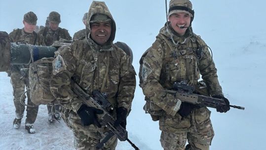 The Rangers dealt with temperatures as low as -8C as they took on the peak in the Brecon Beacons (Picture: Royal Irish Regiment)