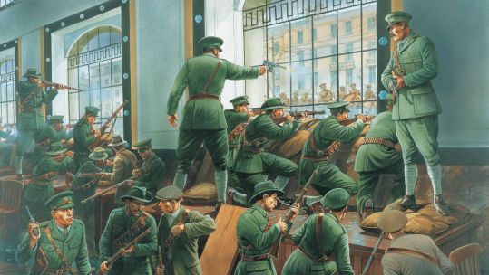 Illustration of the General post office in Dublin during the 1916 Easter Rising
