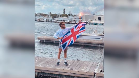 Jack Jarvis arriving in the UK after completing the first solo, unsupported row of the Atlantic Ocean 