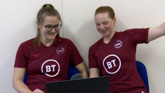 Jade Berrow and Nadina Green Navy players react Credit BFBS DATE 09032024.jpg 