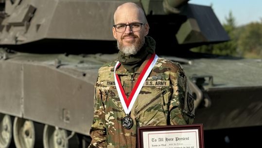Jay Tenison was knighted Jay into the Order of St. George in recognition for his contributions to the Armor and Cavalry community (Picture: Mike Lavigne).