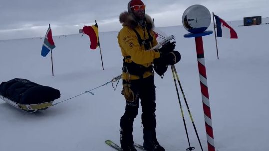 Jonny Huntington made history after becoming the first disabled person to ski solo unsupported to South Pole 11012024 ALE