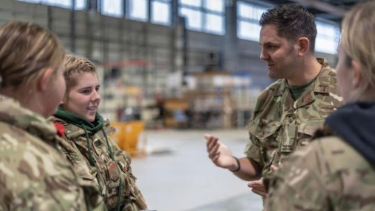 Jordan Wylie with cadets. Credit Army Cadets