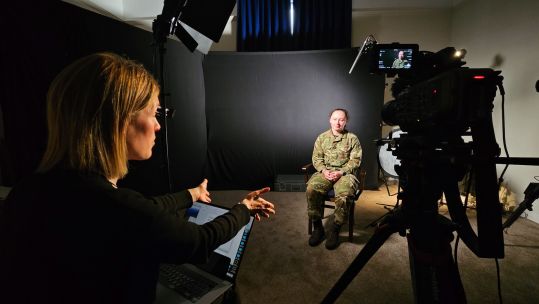 Journalist Rosie Laydon interviews female cadet