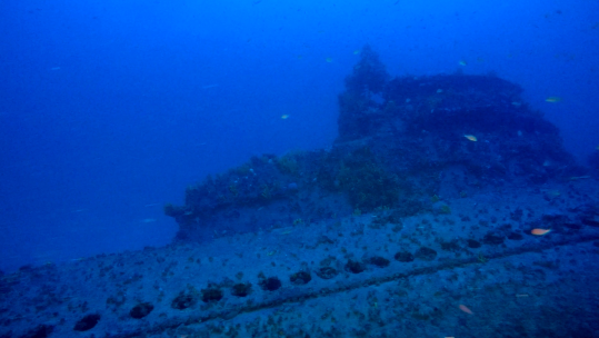 Jantina submarine sunk in 1941 starboard side of the conning tower and gun. CREDIT Kostas Thoctarides