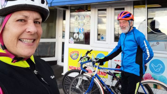 Judith Kippax of Judith with her Royal Navy Veteran dad Brian Hygate take on cycle challenge 27052023 NO REUSE CREDIT PA WIRE, PA IMAGES
